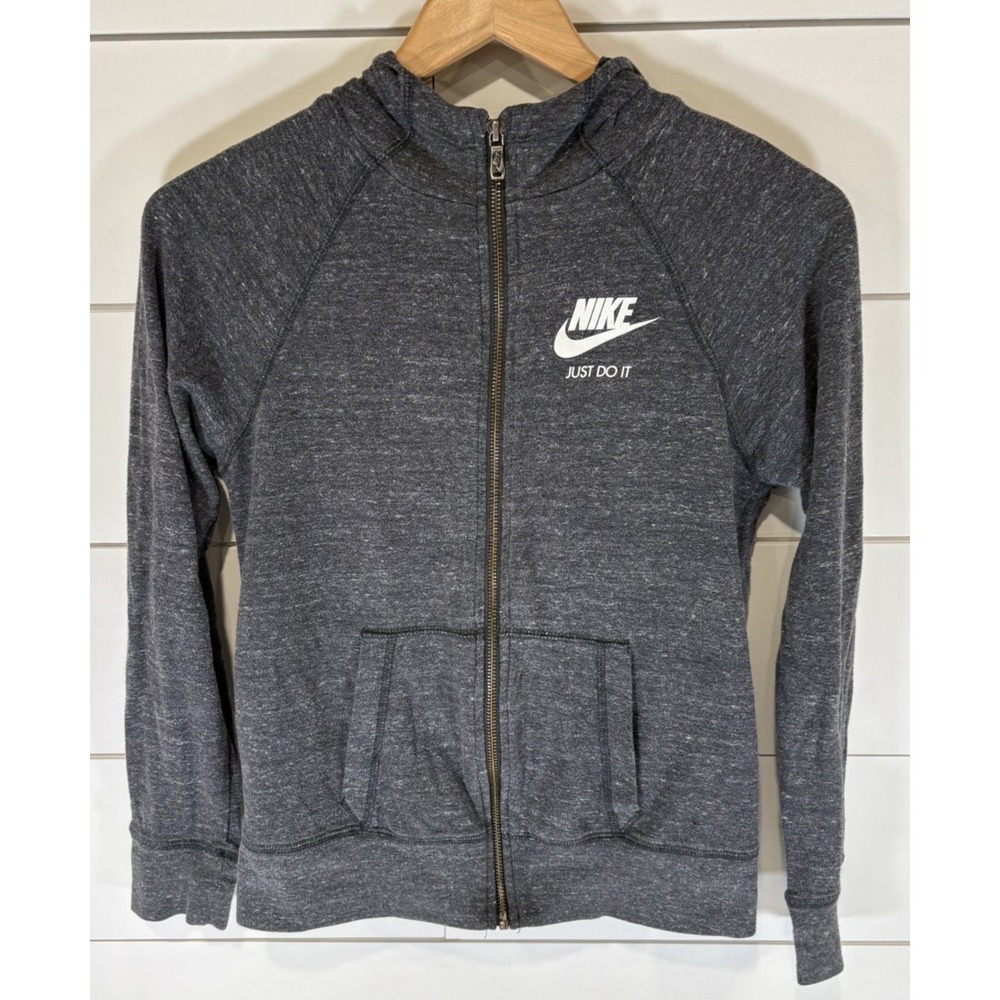 Nike YOUTH Full Zip Cotton Blend Hoodie, Heather Dark Grey, Size XL Extra Large‎